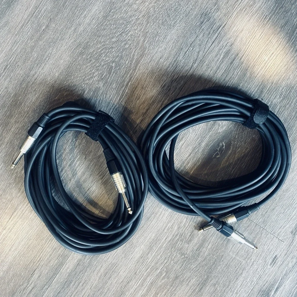LOT -2 Musician's Gear 24ft Instrument Cable 1/4 TS Guitar Audio Cord 48ft Total